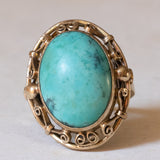 8K gold ring with turquoise, 1940s