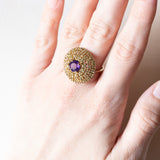 Vintage 8K Gold Patch Ring mit Amethyst (ca. 1.10 ct) und Peridots (ca. 1.50 ctw), 70er Jahre