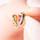 Vintage Ohrringe aus 18 Karat Gelbgold und Weißgold mit Rubinen, 60er/70er Jahre