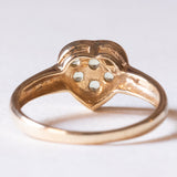 Herzförmiger Vintage Peridot Ring aus 9 Karat Gelbgold (ca. 0.28 Karat), 70er/80er Jahre