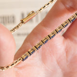 Halbstarres Vintage-Armband aus 14 Karat Gelbgold mit Saphiren (ca. 3.60 ctw) und Diamanten, 60er/70er Jahre