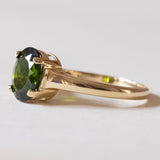 Vintage 14K gold solitaire ring with green tsavorite, 70s