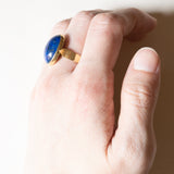 Anello vintage in oro giallo 18K con lapislazzuli, anni ‘70