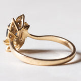 Vintage Gänseblümchen-Ring aus 18 Karat Gold mit Saphir und Diamant, 70er Jahre