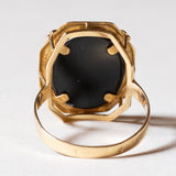 🖤 Anello vintage in oro 18K con cammeo su onice, anni ‘80