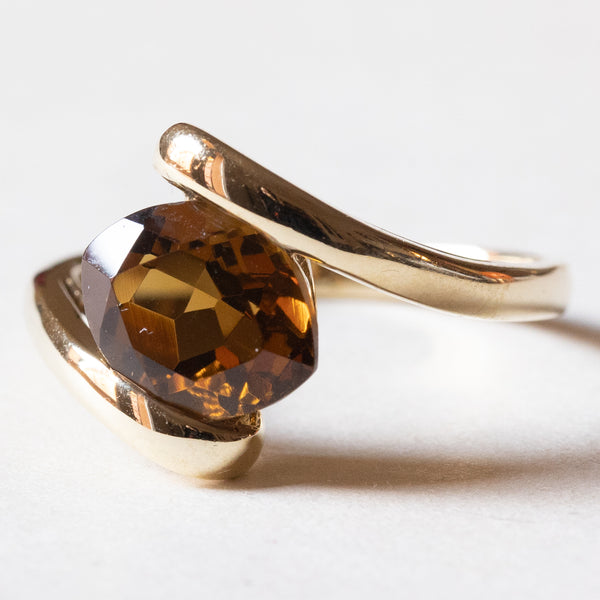 🎃 Anello vintage in oro 9K e tormalina arancione, anni ‘60/‘70