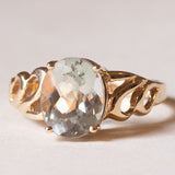 Anello vintage in oro 9K con acquamarina (2.50ct ca.), anni ‘70/‘80