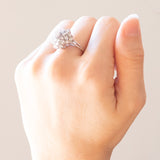 Vintage-Schneeflockenring aus 14-karätigem Weißgold mit Diamanten (insgesamt 1 Karat), 70er Jahre