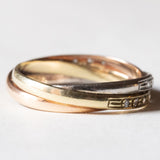 Vintage Tricolor 14K Gelb-, Weiß- & Roségold & Diamantring, 70er Jahre