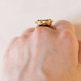 Anello vintage in oro giallo 18K con mosaico, anni ‘70/‘80