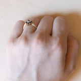 Anello vintage a cuore in oro 18K con topazi e diamante, anni ‘60/‘70
