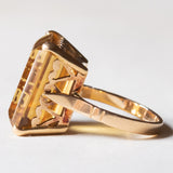 Anello vintage da cocktail in oro 18K con quarzo citrino (15ct ca.), anni ‘60