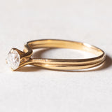 Vintage Solitär aus 18 Karat Gold mit Diamant im Brillantschliff (ca. 0.22 ct), 60er Jahre
