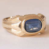 Anello vintage da uomo in oro 12K con pasta di vetro blu, anni ‘50