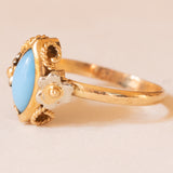 Art Nouveau ring in 18K yellow gold with turquoise paste, 20s
