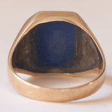 Anello vintage da sigillo in oro 9K con lapislazzuli, anni ‘60/‘70