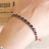 Halbstarres Vintage-Armband aus 14 Karat Gelbgold mit Saphiren (ca. 3.60 ctw) und Diamanten, 60er/70er Jahre