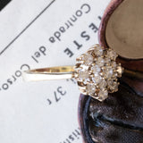 Anello vintage a margherita in oro 14K con diamanti di taglio brillante (1ctw ca.), anni '60/'70