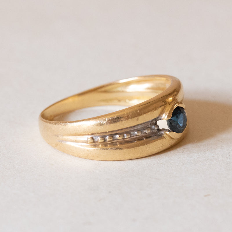 Vintage 18K gold band ring with topaz, 50s / 60s