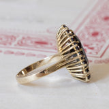 Винтажное кольцо из 8-каратного золота с ромашками и гранатами, 60-е годы