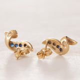 Vintage Ohrringe aus 18 Karat Gold mit Saphiren und Diamanten, 60er/70er Jahre