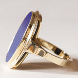 Anello vintage da sigillo in oro 14K con lapislazzuli, anni ‘50/‘60