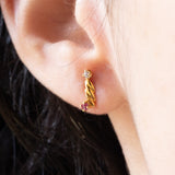 Vintage Ohrringe aus 18 Karat Gelbgold mit Rubinen und Diamantimitationen, 70er Jahre