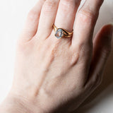 Anello vintage in oro 18K con acquamarina, anni ‘50/‘60
