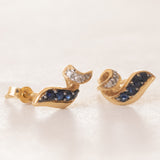 Boucles d'oreilles vintage saphirs et diamants en or 18 carats, années 60/70