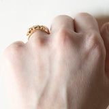 Vintage-Ring aus 18 Karat Gold mit weißer und fuchsiafarbener Glaspaste sowie rosa und orangefarbener Glaspaste, 70er/80er Jahre