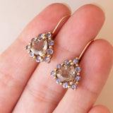 Vintage Ohrringe aus 9 Karat Gold mit Rauchquarz und lila Iolithen, 80er Jahre