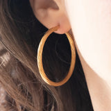 Vintage 9K Gold Hohlrohr Creolen, 70er Jahre