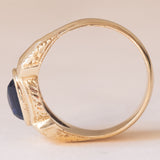 Anello vintage da uomo in oro 12K con pasta di vetro blu, anni ‘50