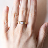 Anello vintage in oro 14K con opale e diamanti, anni ‘60/‘70