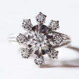 Vintage Gänseblümchenring aus 18 Karat Weißgold mit Diamanten (ca. 0.31 ctw), 60er Jahre