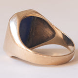 Anello vintage da sigillo in oro 9K con lapislazzuli, anni ‘60/‘70