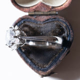 Vintage Gänseblümchenring aus 18 Karat Weißgold mit Diamanten (Mitte ca. 1.55 ct), 70er/80er Jahre