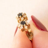 Vintage Gänseblümchen-Ohrringe aus 14 Karat Gelbgold mit Saphiren (ca. 0.10 Karat) und Diamanten (ca. 0.24 Karat), 60er/70er