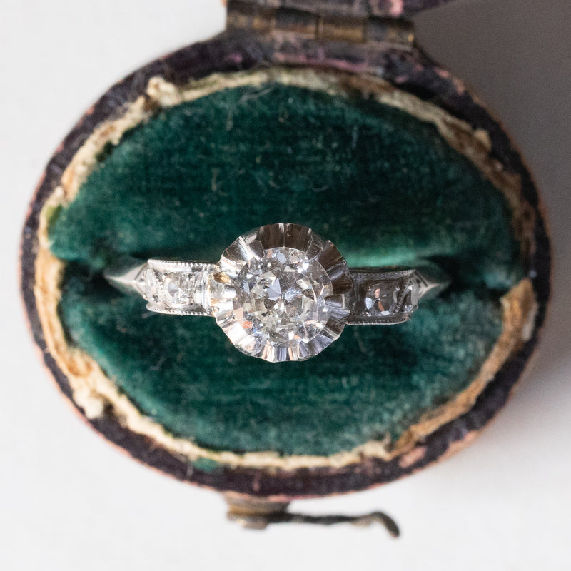Anello antico in platino con diamanti (0.66ct ca.), anni ‘30