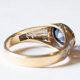 Anello vintage in oro 9K con zaffiro sintetico, anni ‘60/‘70