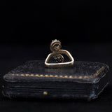 Anello vintage in oro 14K con topazio giallo (1.20ct ca.) e diamanti (0.24ctw ca.), anni ‘70/‘80