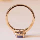 Anello vintage in oro 9K con tanzanite e zaffiri bianchi, anni ‘80