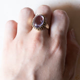 Vintage 8K gold cocktail ring with cabochon cut amethyst, 1950s / 1960s