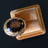 Anello vintage da cocktail in oro 14K con quarzo fumé (21ct ca.), anni ‘60/‘70