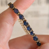 Halbstarres Vintage-Armband aus 14 Karat Gelbgold mit Saphiren (ca. 3.60 ctw) und Diamanten, 60er/70er Jahre