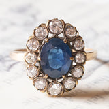 Vintage Ring aus 18 Karat Gold mit Saphiren (ca. 1.90 ctw) und Diamanten (ca. 1.30 ctw), 70er Jahre