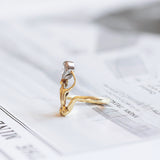 Vintage 14K gold ring with teardrop cut diamond (0.58ct), 70s