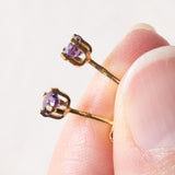 Boucles d'oreilles vintage en or 18 carats avec pâte de verre violette, années 70