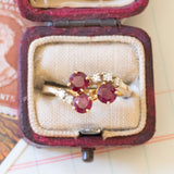 Bague vintage en or 18 carats avec rubis (environ 1.30 ct) et diamants (environ 0.10 ct), années 70