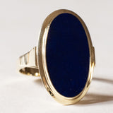 Anello vintage da sigillo in oro 14K con lapislazzuli, anni ‘50/‘60